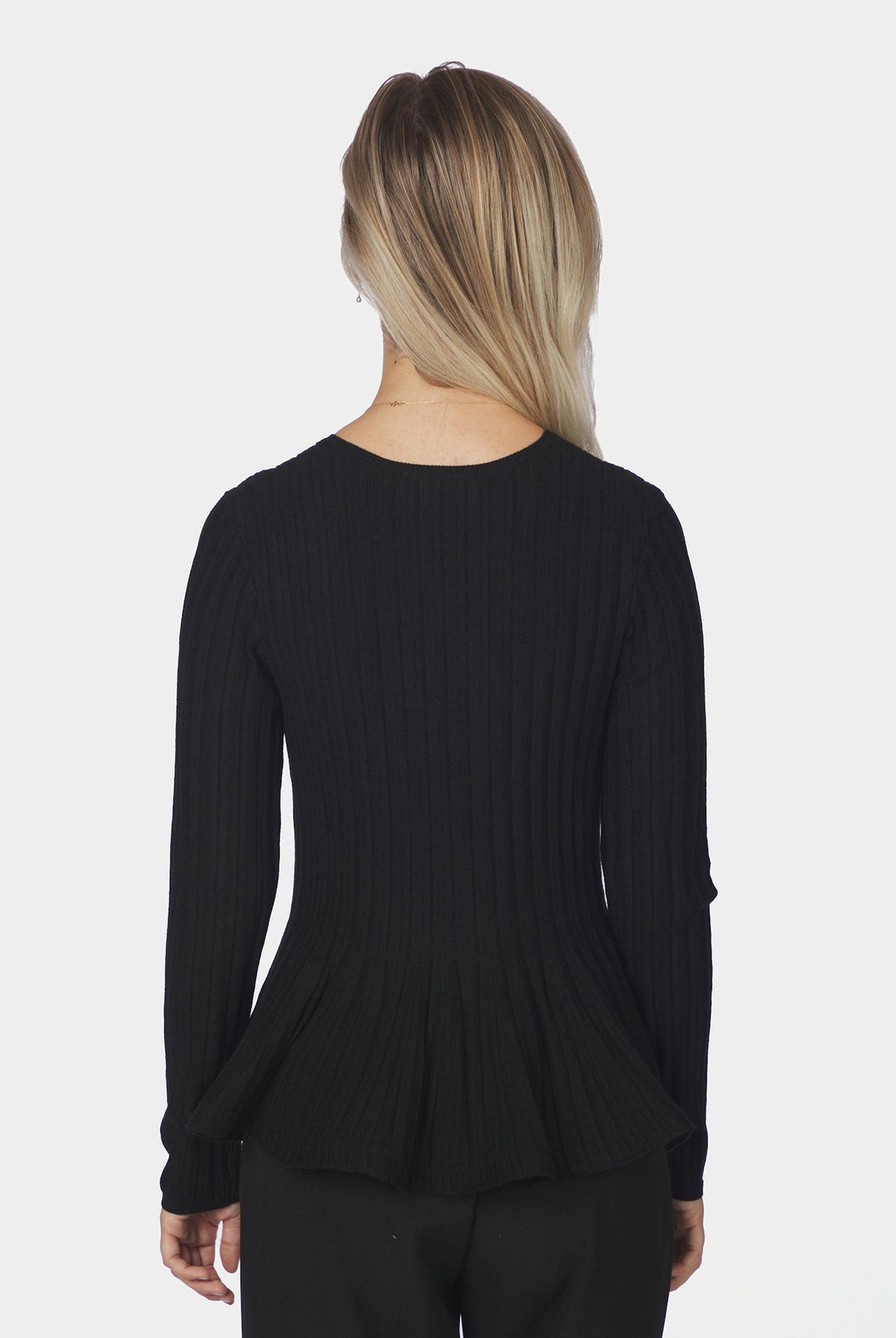 Wallina Peplum Knit Blouse Black - 170589