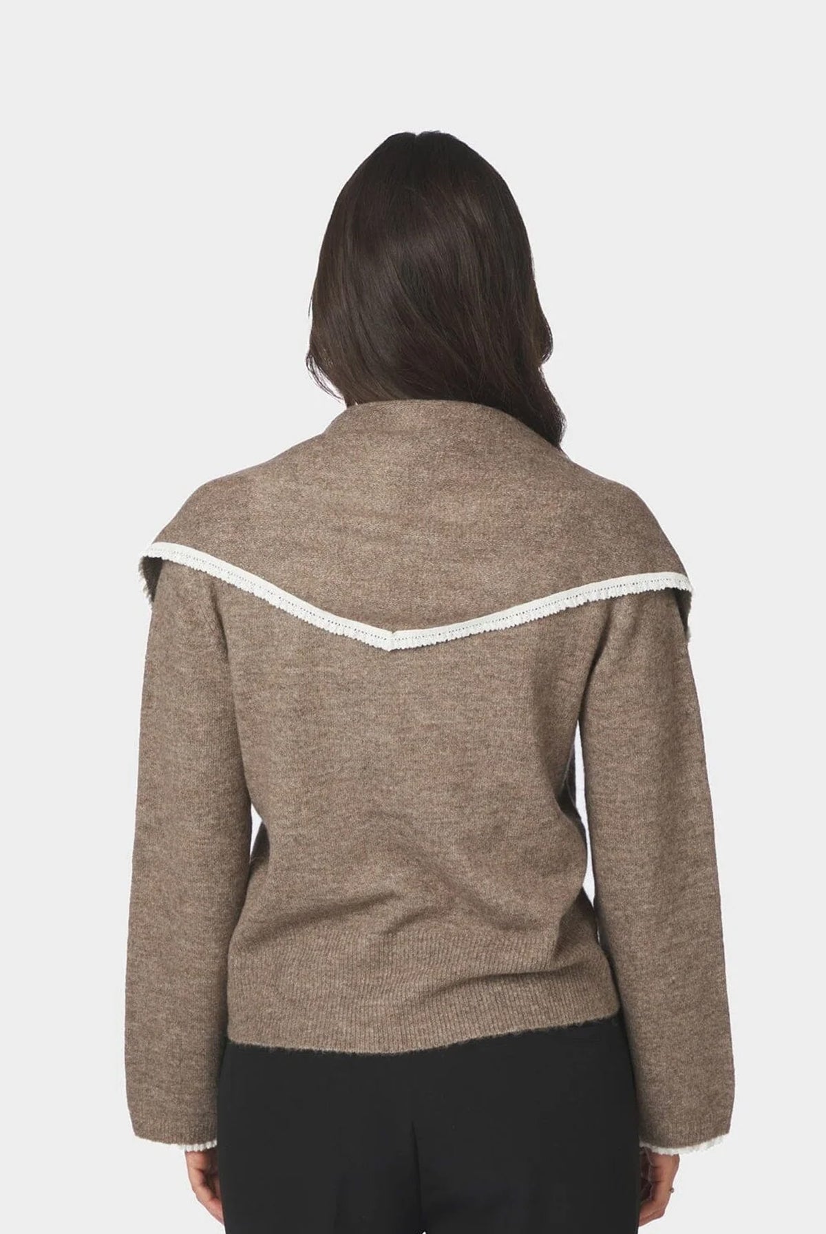 Eliska Scarf Knit Blouse Brown Melange - 170082