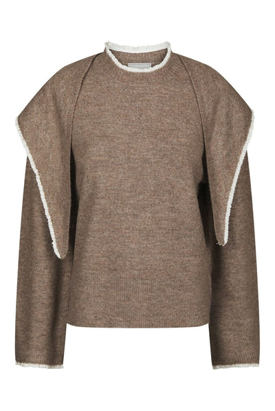 Eliska Scarf Knit Blouse Brown Melange - 170082 Thumbnail