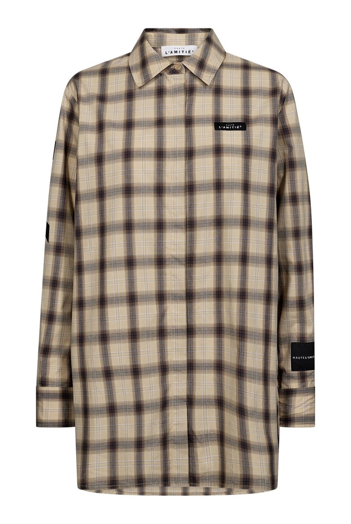 Idel Button Check Shirt Beige Check - HL11158
