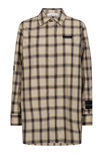 Idel Button Check Shirt Beige Check - HL11158 Thumbnail