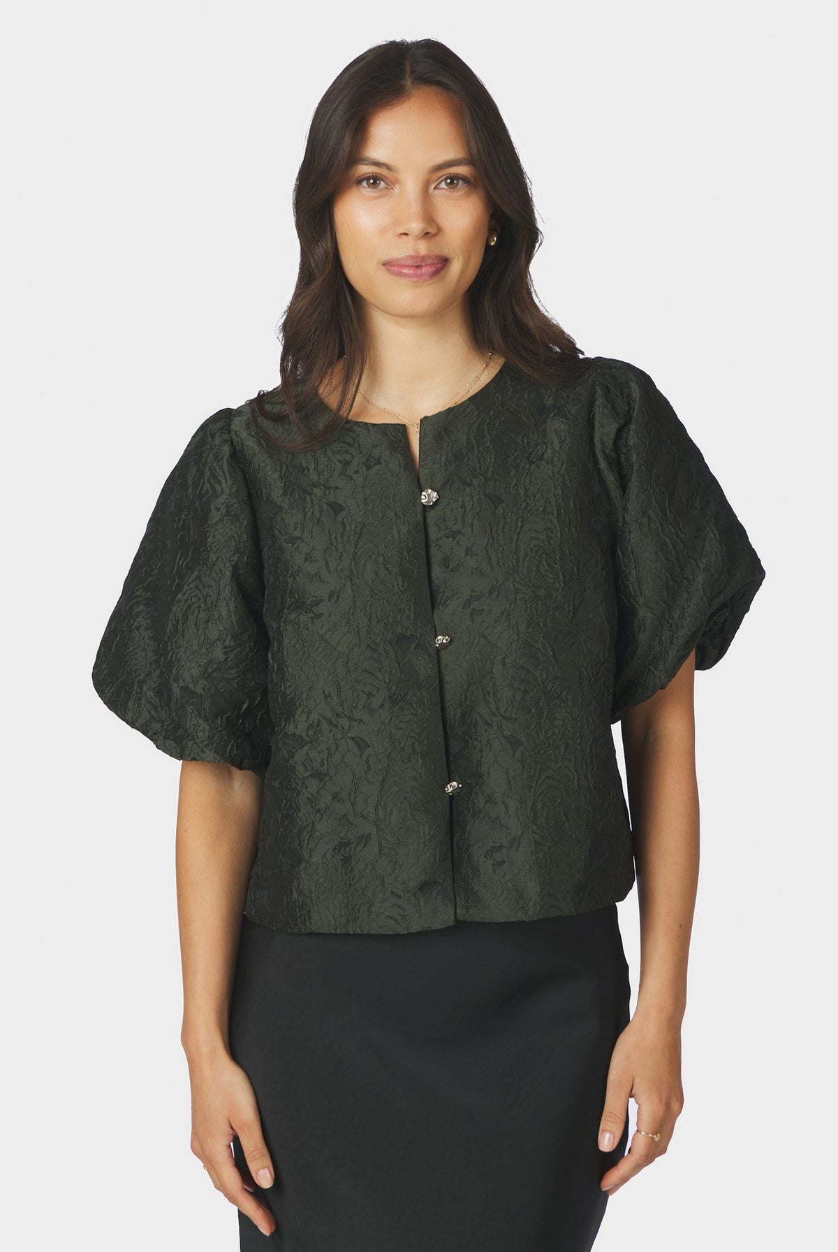 Aisa Brocade Blouse Dark green - 166369
