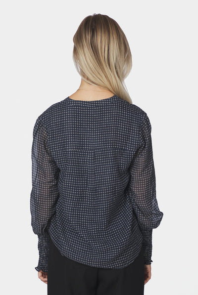 Landa Simple Check Blouse Navy - 171000 Thumbnail