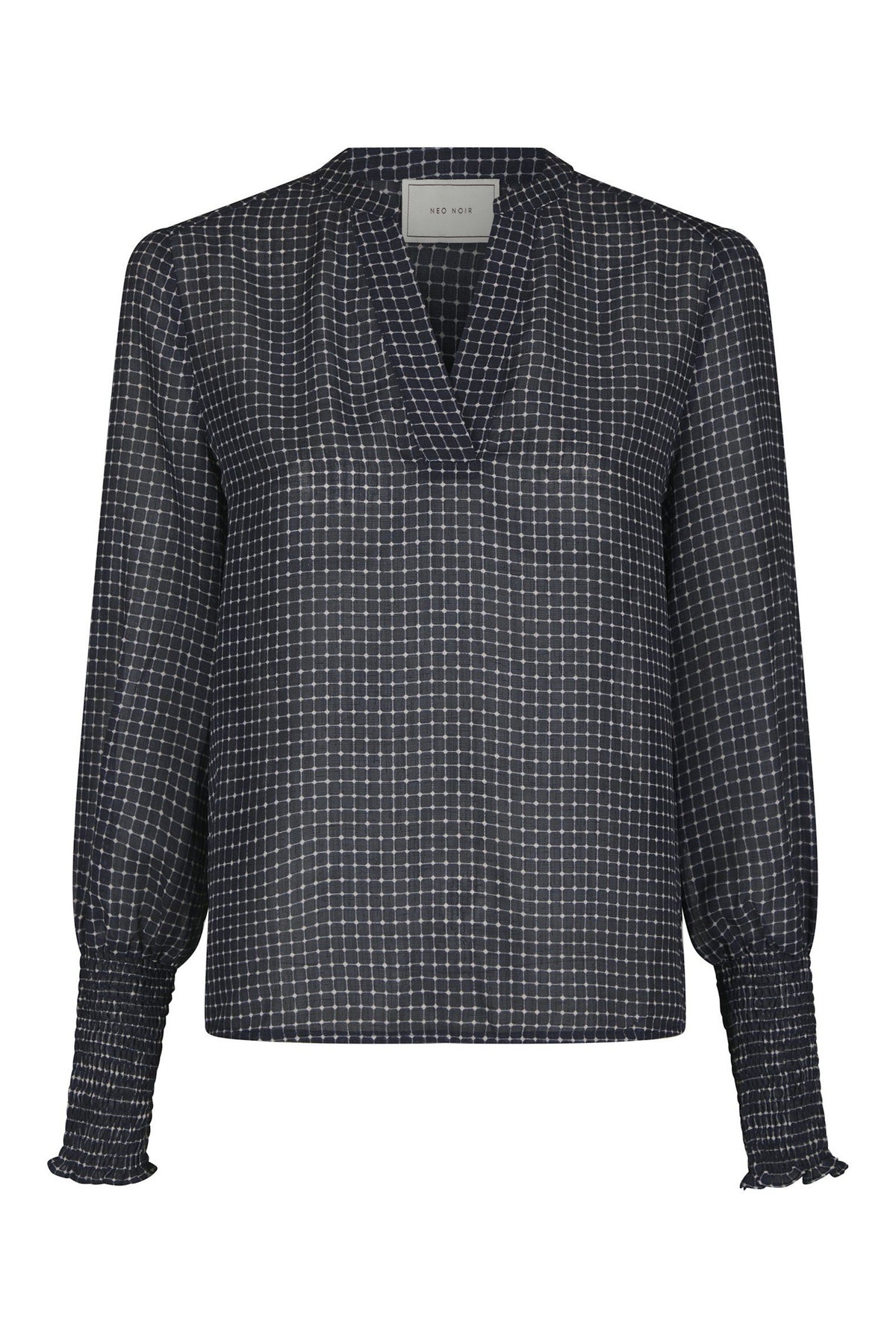 Landa Simple Check Blouse Navy - 171000