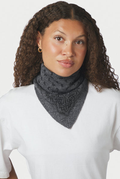Ariya Paisley Knit Scarf Antracit Melange - 171220 Thumbnail