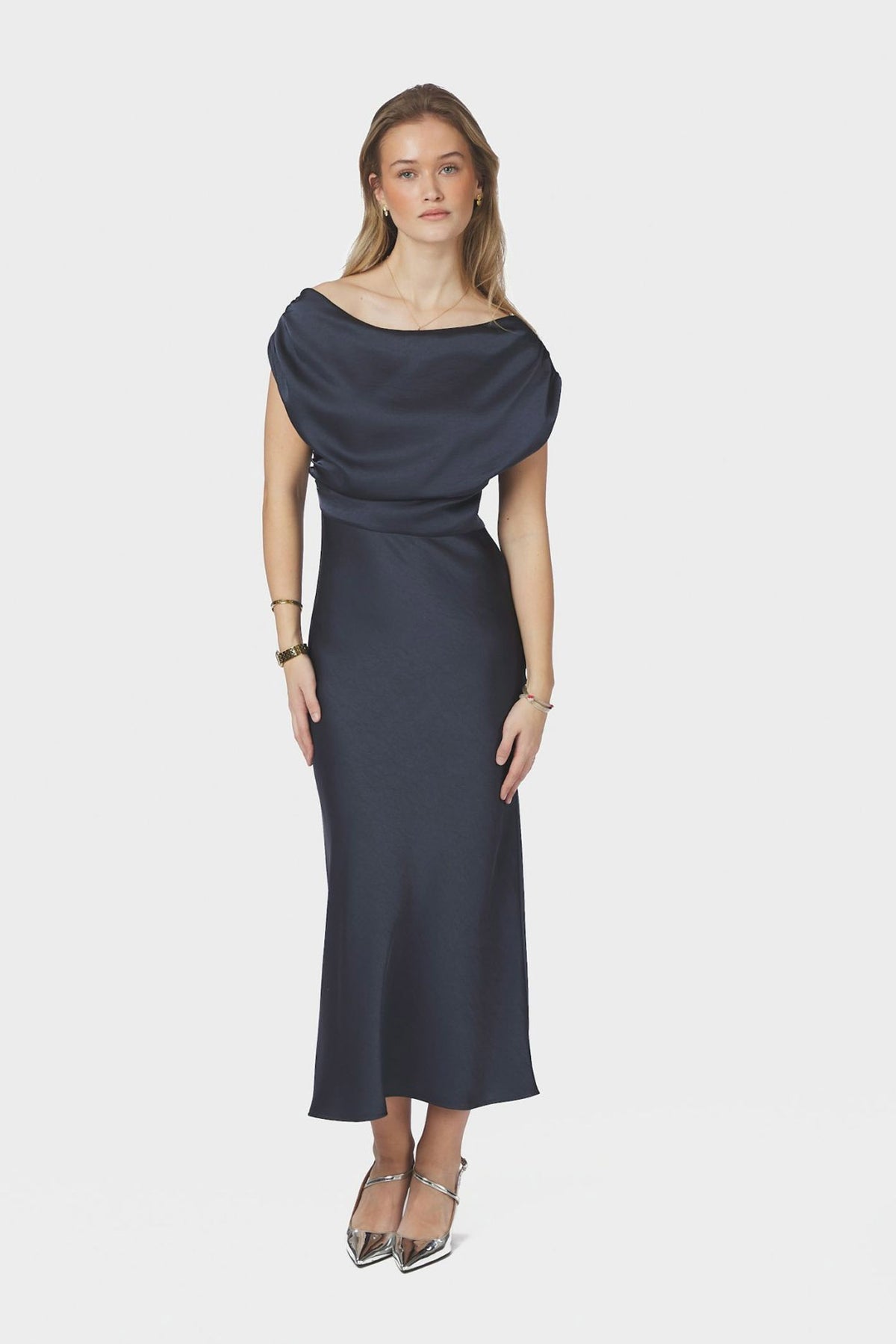 Lilith Heavy Sateen Dress MIDNIGHT BLUE - 168543