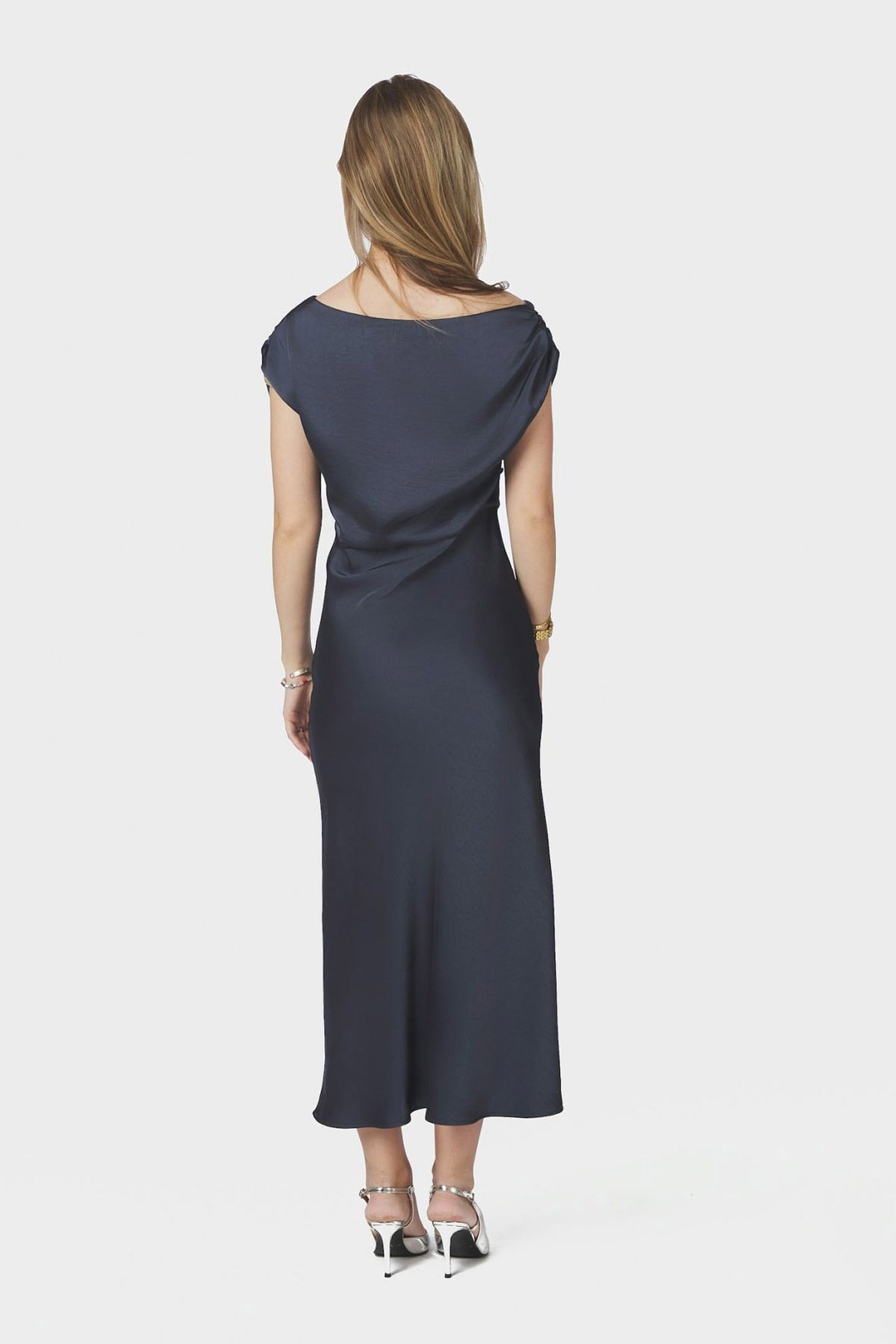 Lilith Heavy Sateen Dress MIDNIGHT BLUE - 168543