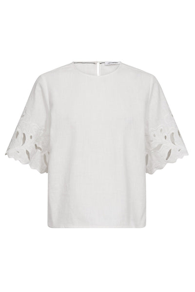 LitaCC Linen Emb SS Blouse 4000-White - 45157 Thumbnail