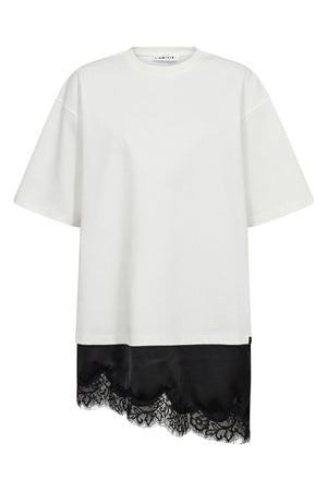Loose Mix Lingerie Tee Off-White - HL10718