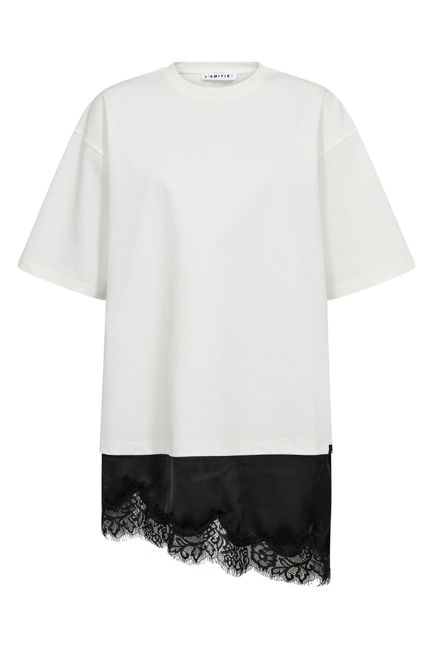 Loose Mix Lingerie Tee Off-White - HL10718