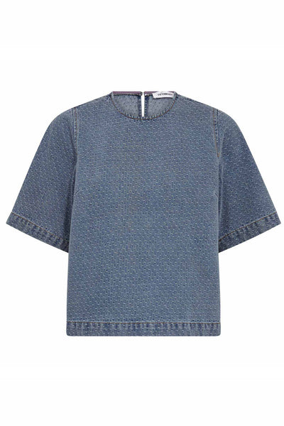 LovaCC Denim SS Blouse 552-Denim blue - 45080 Thumbnail