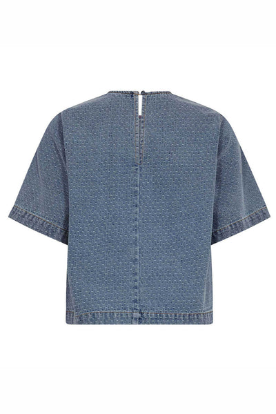 LovaCC Denim SS Blouse 552-Denim blue - 45080 Thumbnail