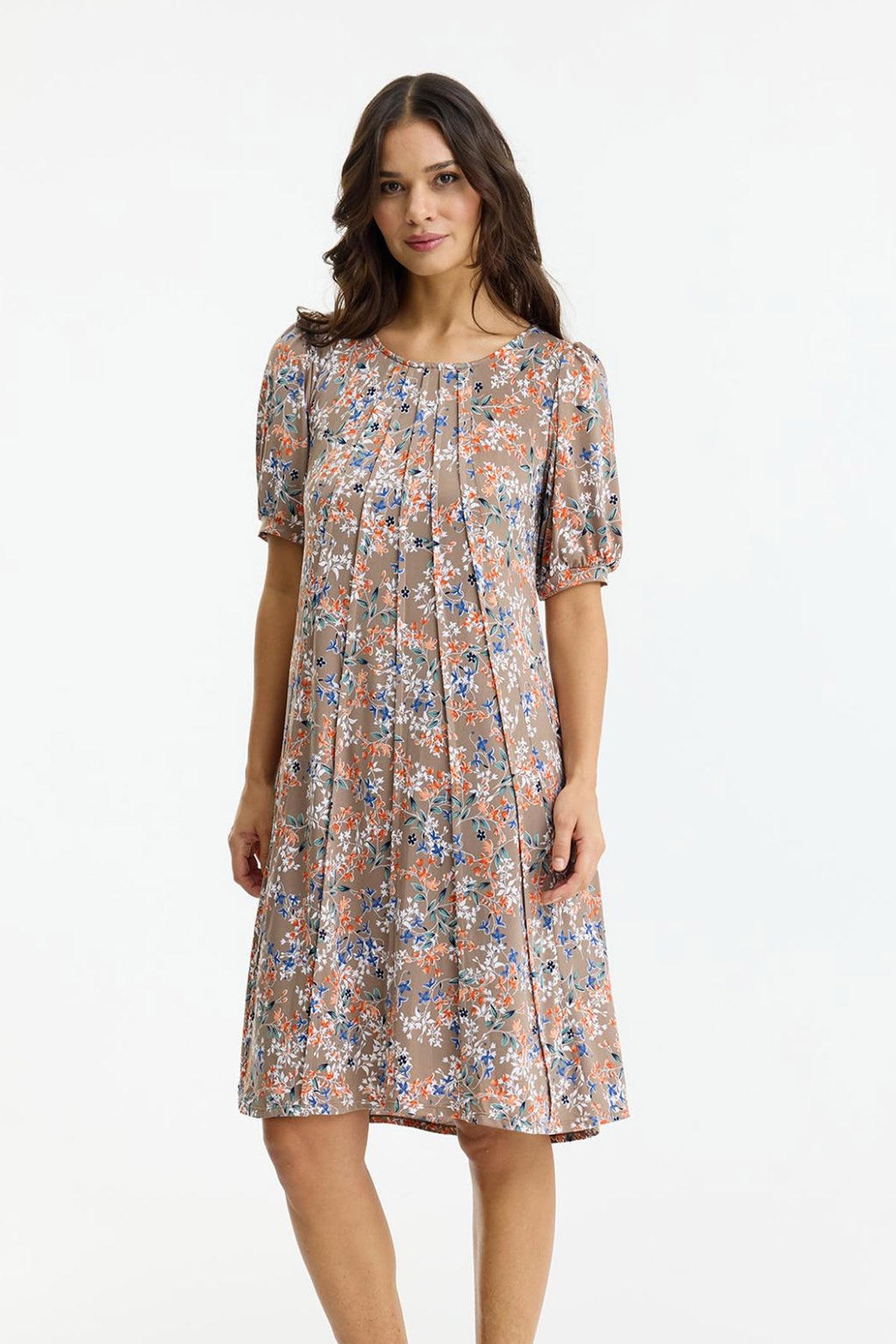 Lucette dress 1/2 sleeves Mocca - 17014