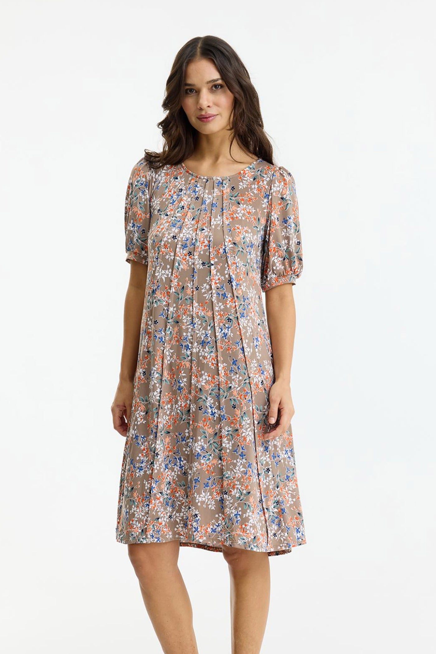 Lucette dress 1/2 sleeves Mocca - 17014