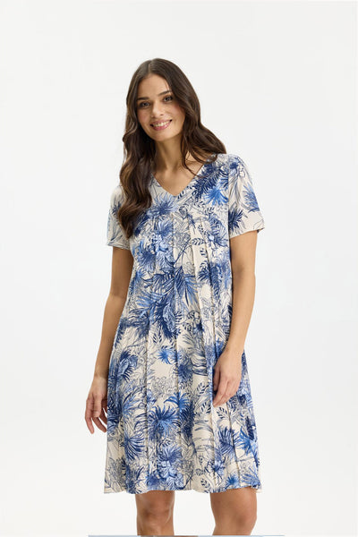 Lucy dress short sleeves Blue - 17085 Thumbnail