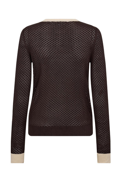 LueCC Pointelle Cardigan 145-Dark Brown - 42023 Thumbnail