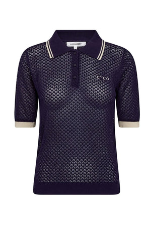 LueCC Pointelle Polo Knit 120-Navy - 42020