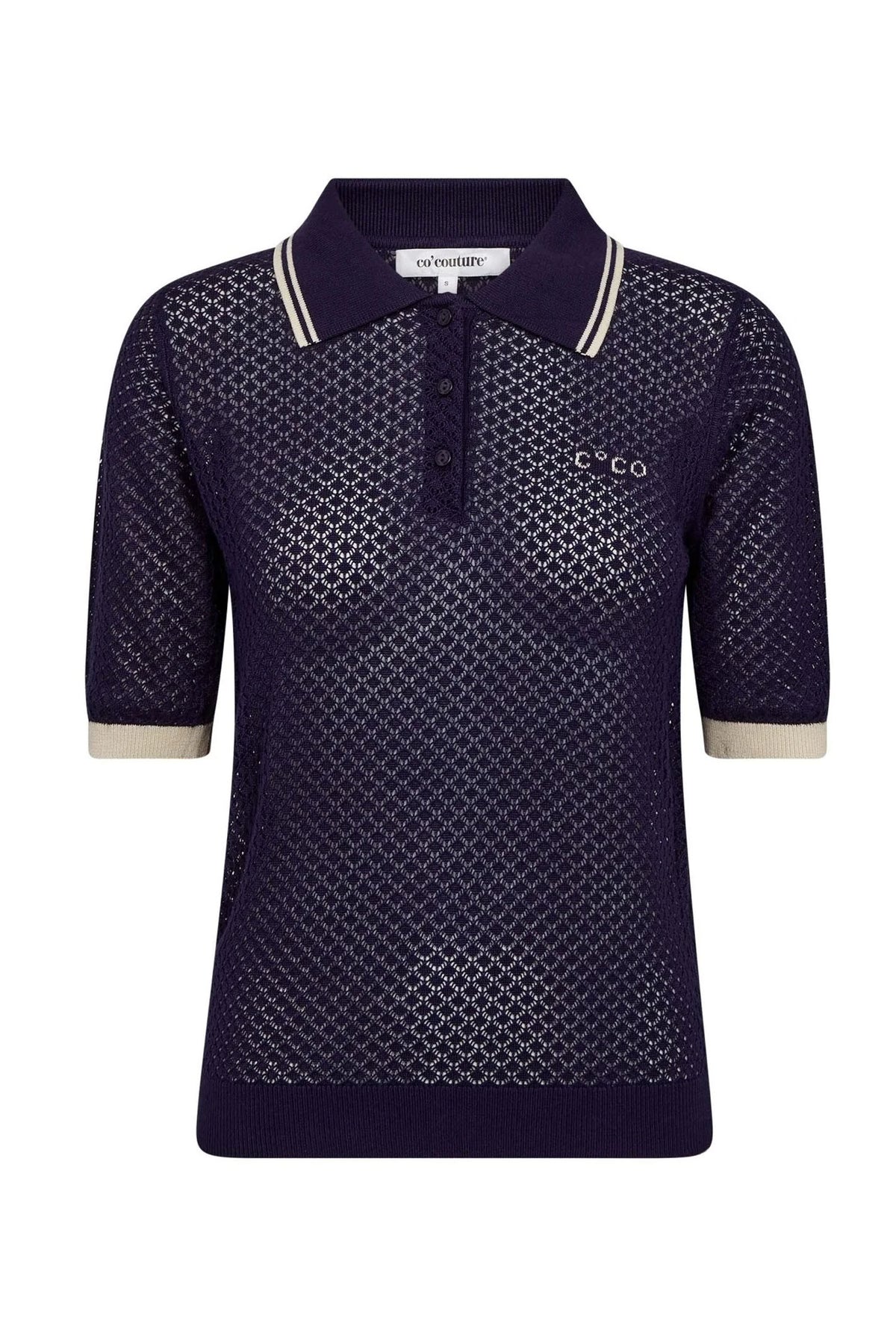 LueCC Pointelle Polo Knit 120-Navy - 42020