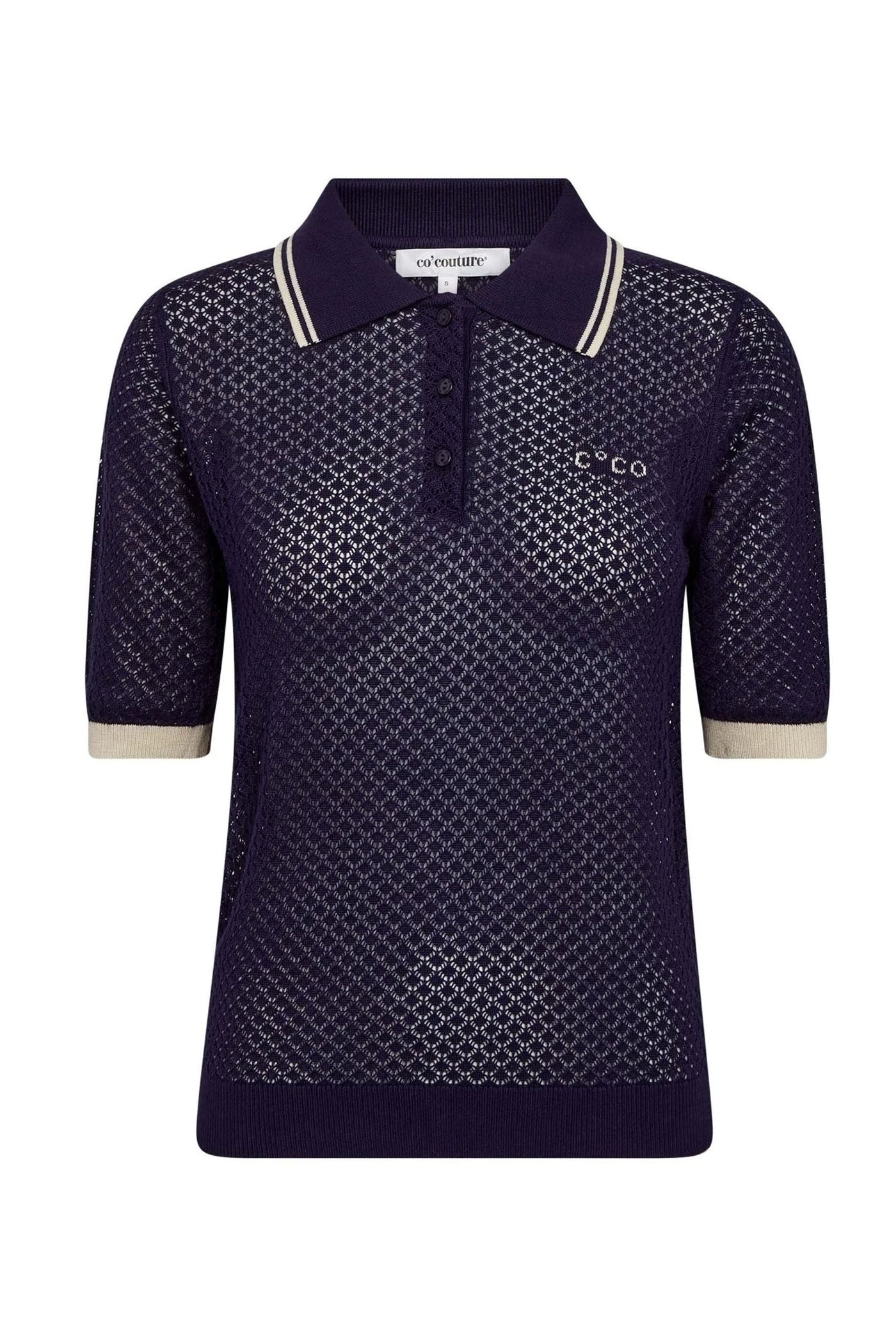 LueCC Pointelle Polo Knit 120-Navy - 42020