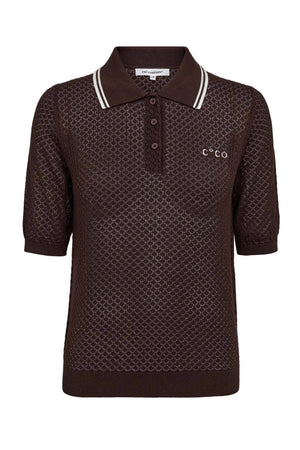 LueCC Pointelle Polo Knit 145-Dark Brown - 42020