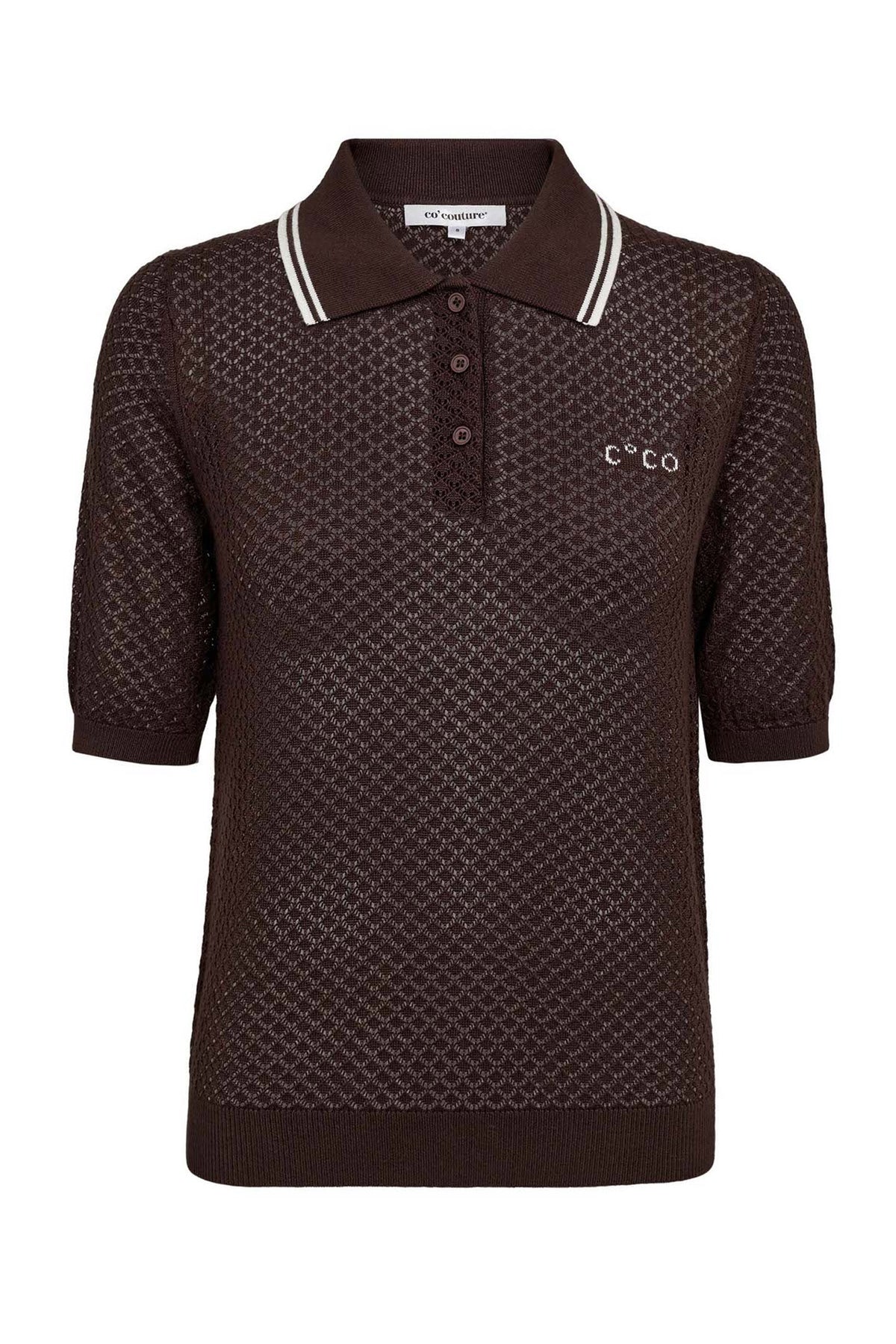 LueCC Pointelle Polo Knit 145-Dark Brown - 42020