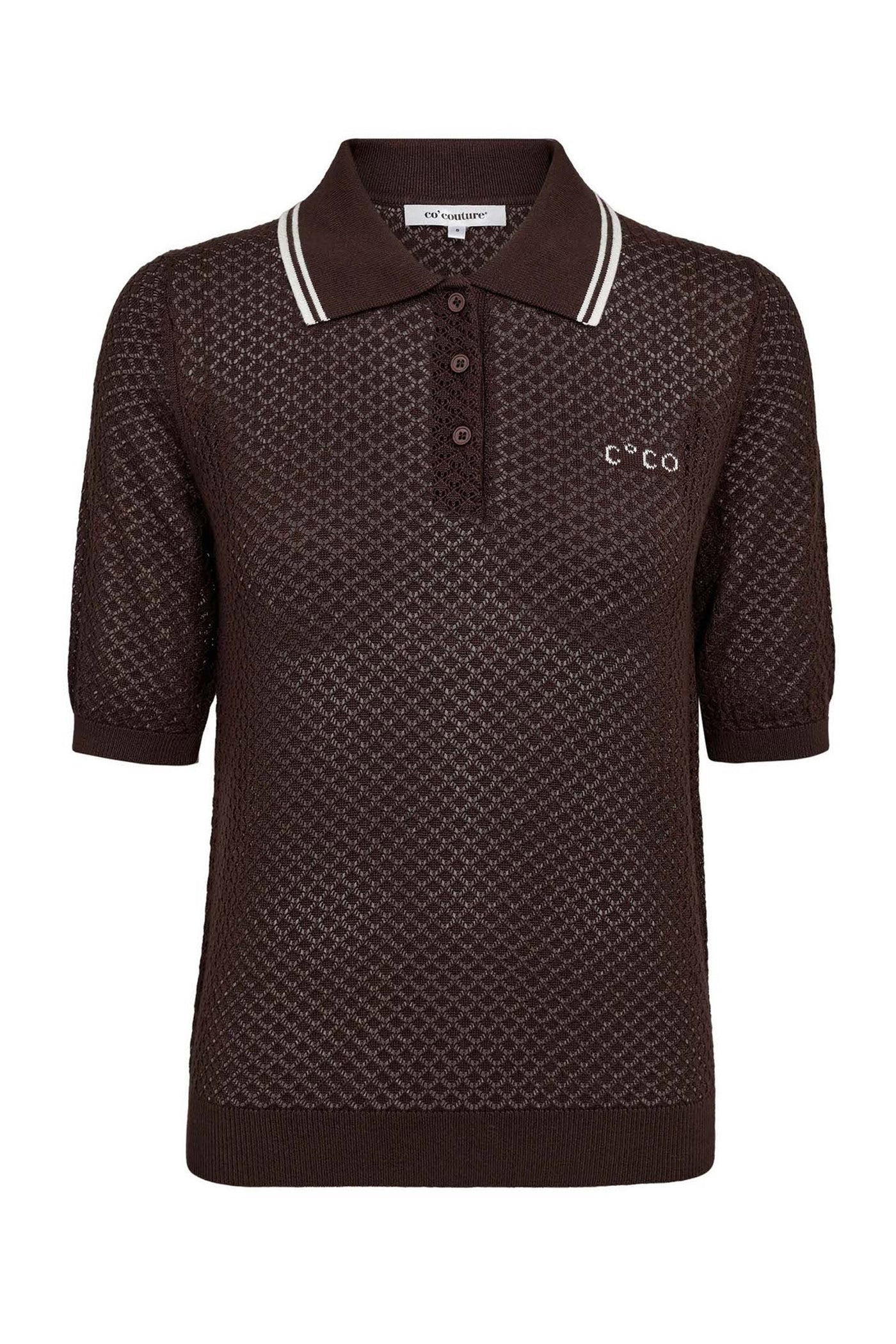 LueCC Pointelle Polo Knit 145-Dark Brown - 42020