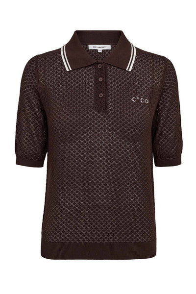 LueCC Pointelle Polo Knit 145-Dark Brown - 42020 Thumbnail