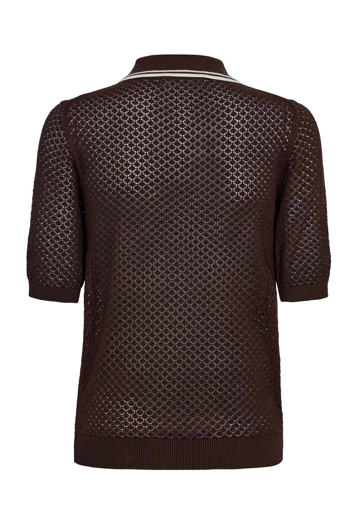 LueCC Pointelle Polo Knit 145-Dark Brown - 42020