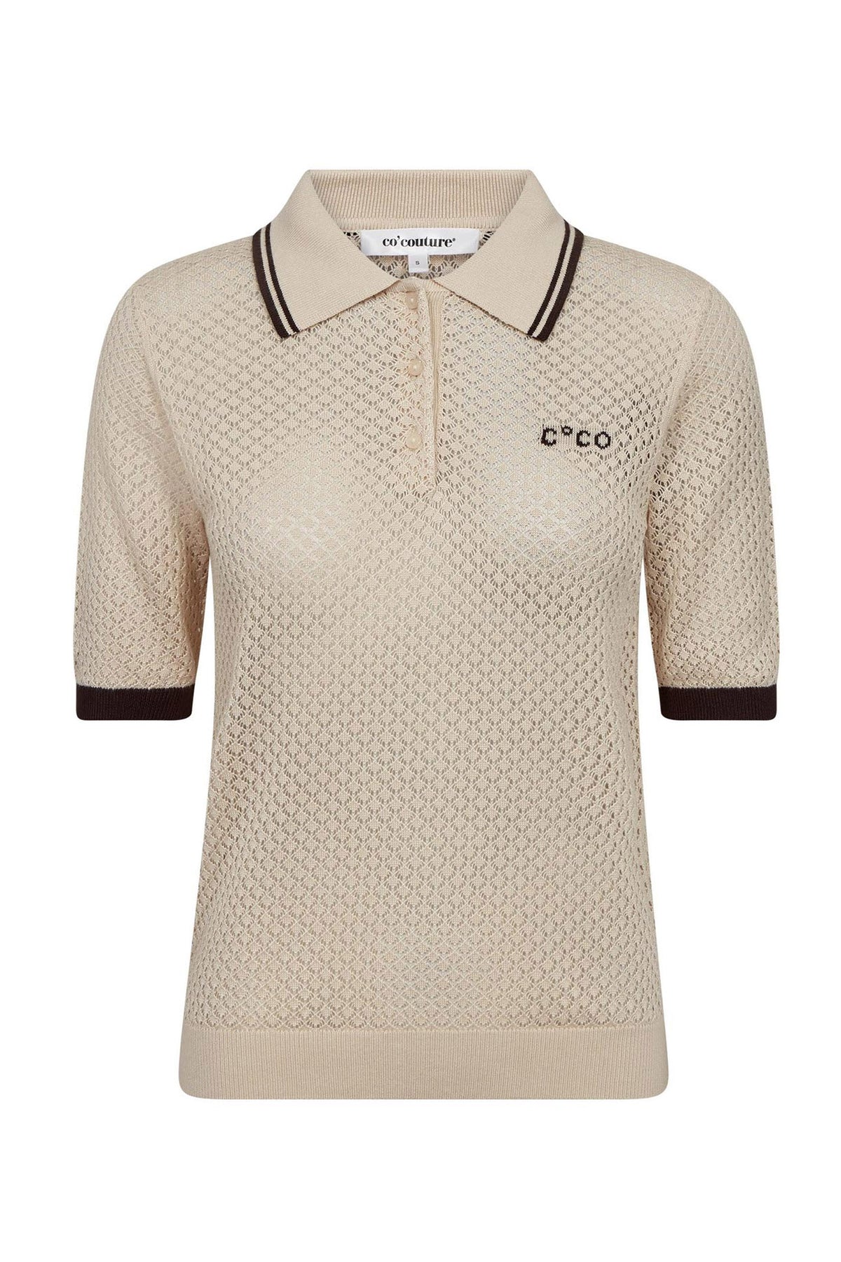 LueCC Pointelle Polo Knit 199-Bone - 42020