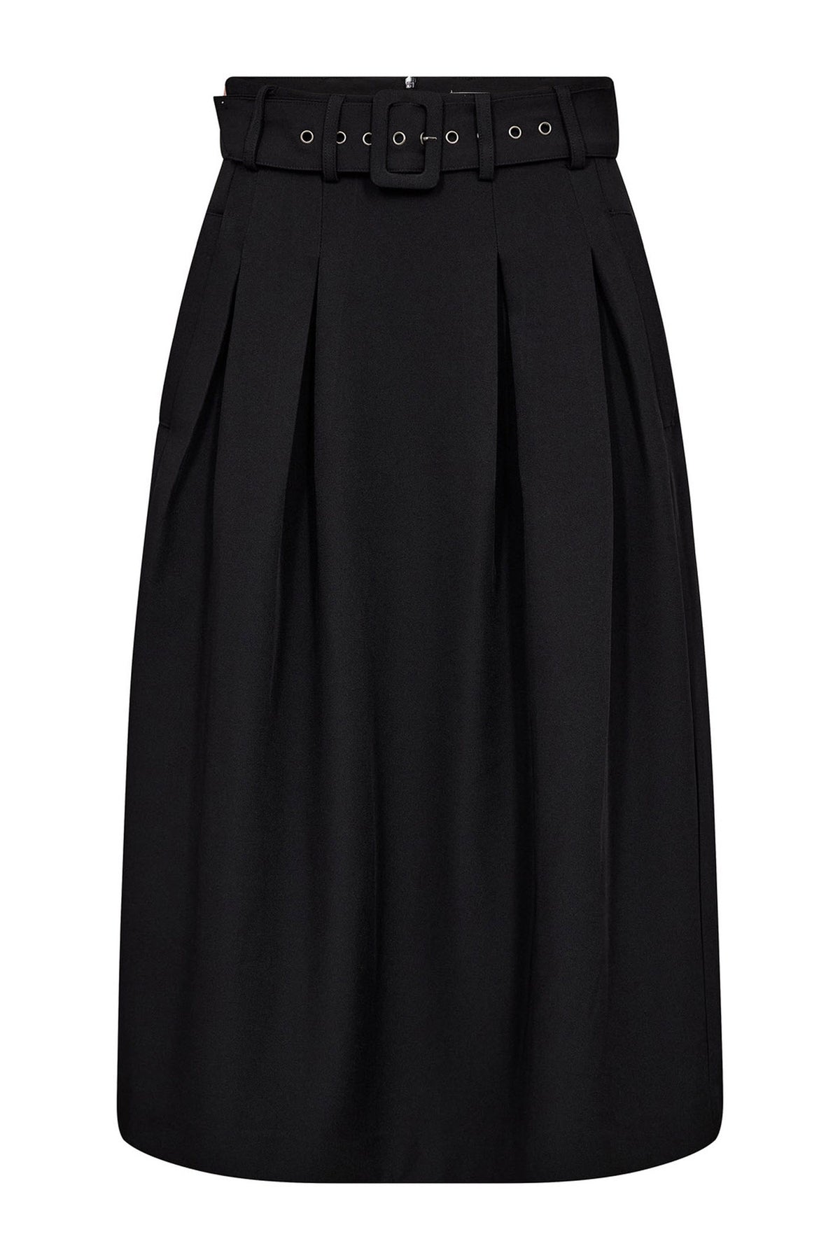 LunaCC Belt Midi Pleat Skirt 96-Black - 44003