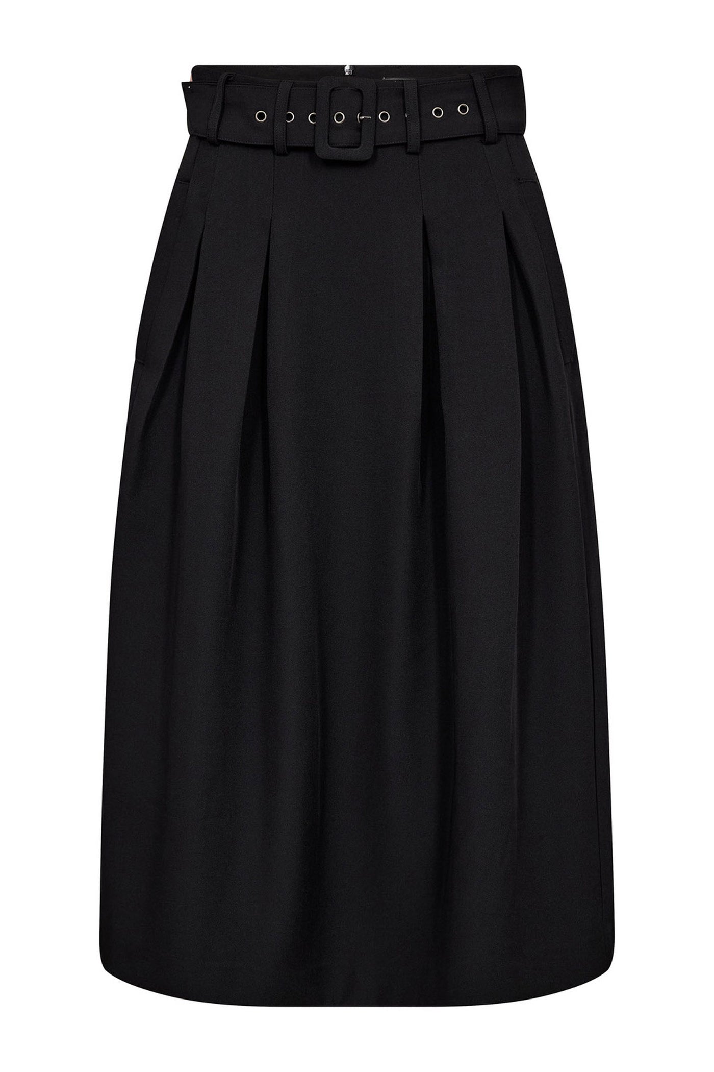 LunaCC Belt Midi Pleat Skirt 96-Black - 44003