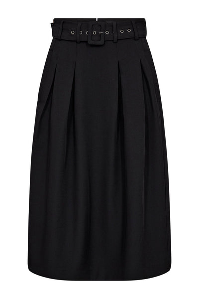 LunaCC Belt Midi Pleat Skirt 96-Black - 44003 Thumbnail
