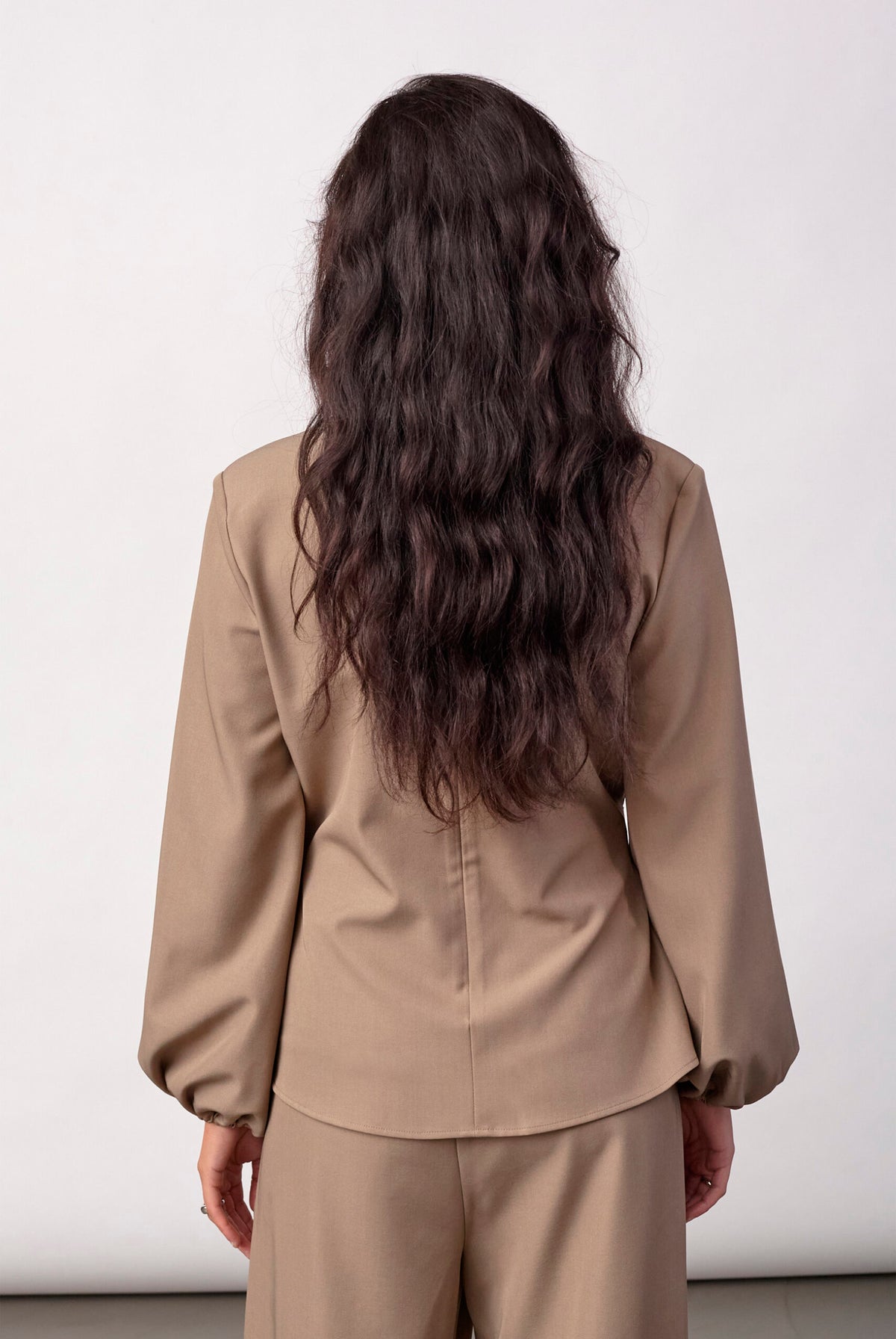 LunaCC Tie Blouse 20018-Taupe - 500386
