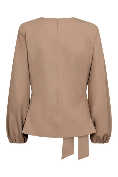 LunaCC Tie Blouse 20018-Taupe - 500386 Thumbnail