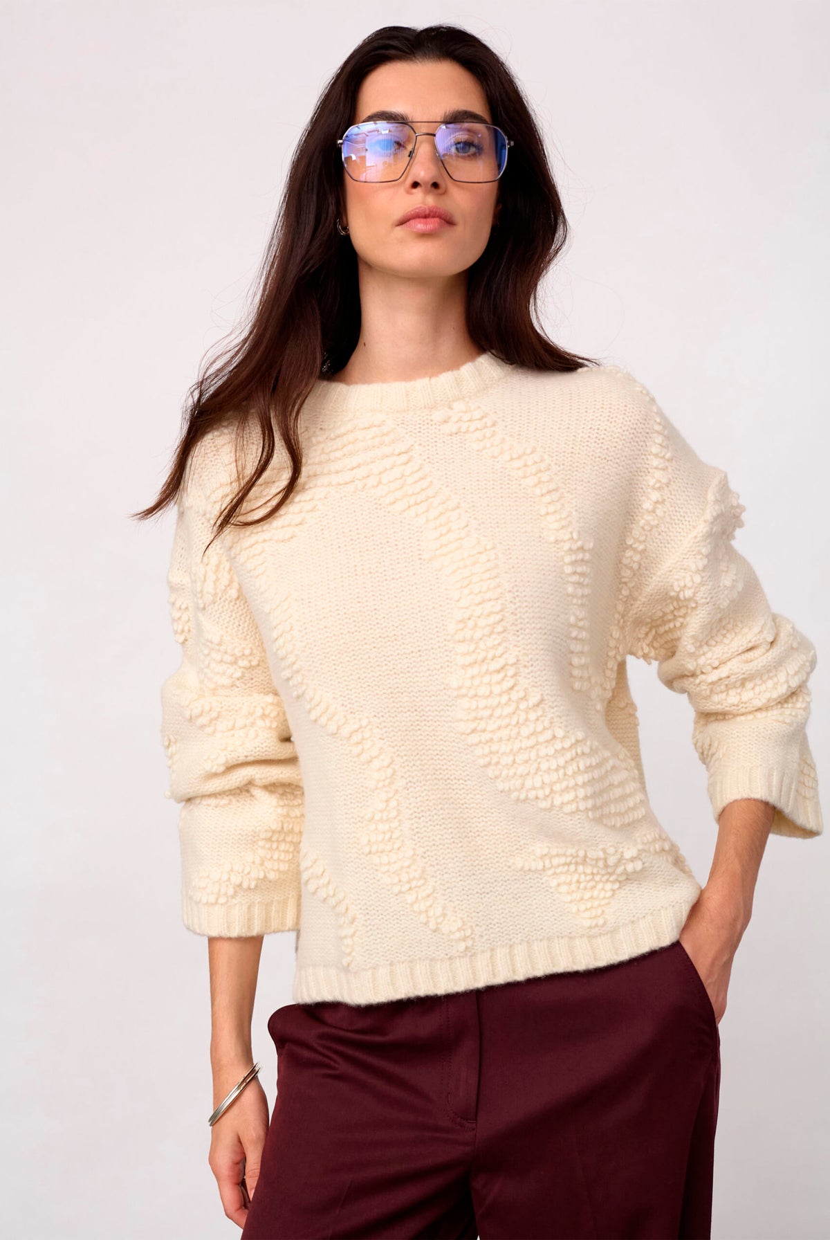 FabiaCC O-Neck Knit 10002-Off-White - 500335