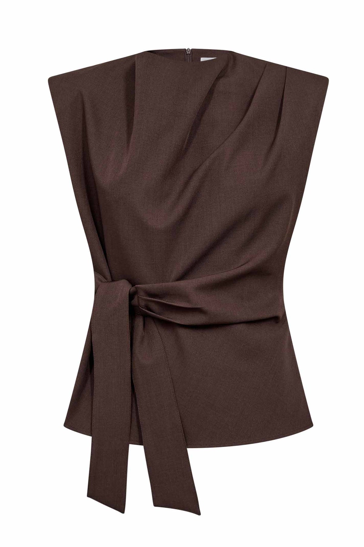 LunaCC Pleat Top 20003-Dark Brown - 500314