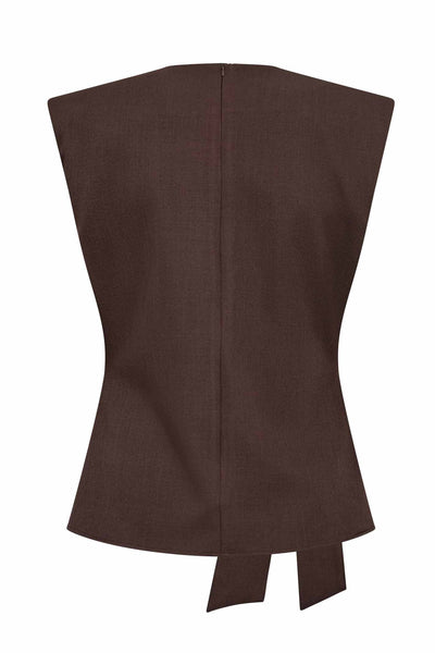 LunaCC Pleat Top 20003-Dark Brown - 500314 Thumbnail