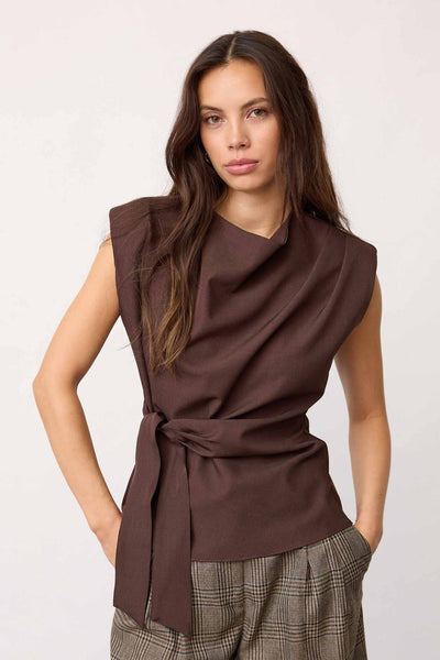 LunaCC Pleat Top 20003-Dark Brown - 500314 Thumbnail