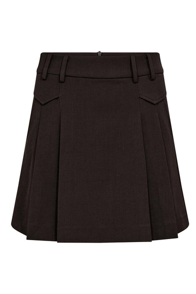 LunaCC Pocket Pleat Mini Skirt 145-Dark Brown Thumbnail