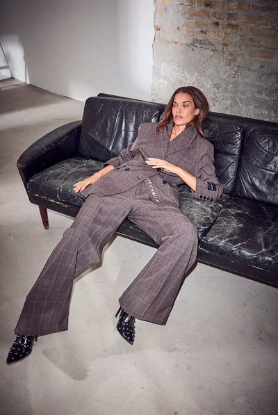 Check Fit Plain Pant Mocca - HL10845 Thumbnail