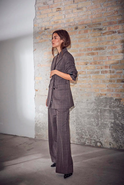Waist Fit Check Blazer Mocca - HL10844 Thumbnail