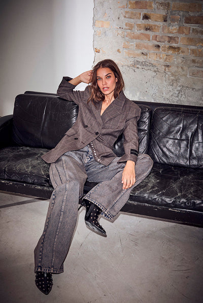 Waist Fit Check Blazer Mocca - HL10844 Thumbnail