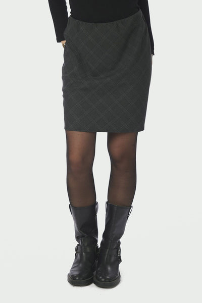 Lunna Check Short Skirt Antracit - 168223 Thumbnail