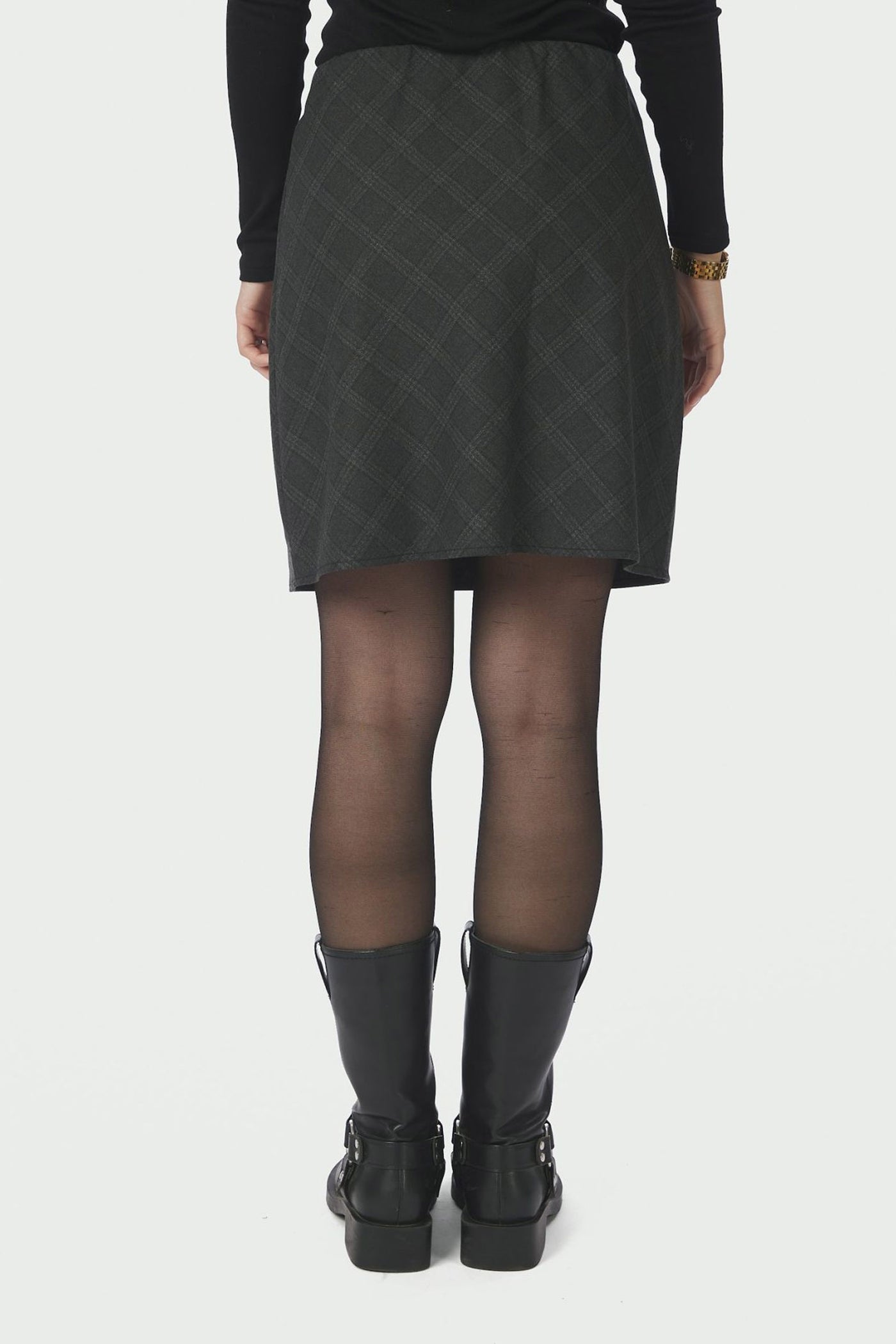 Lunna Check Short Skirt Antracit - 168223