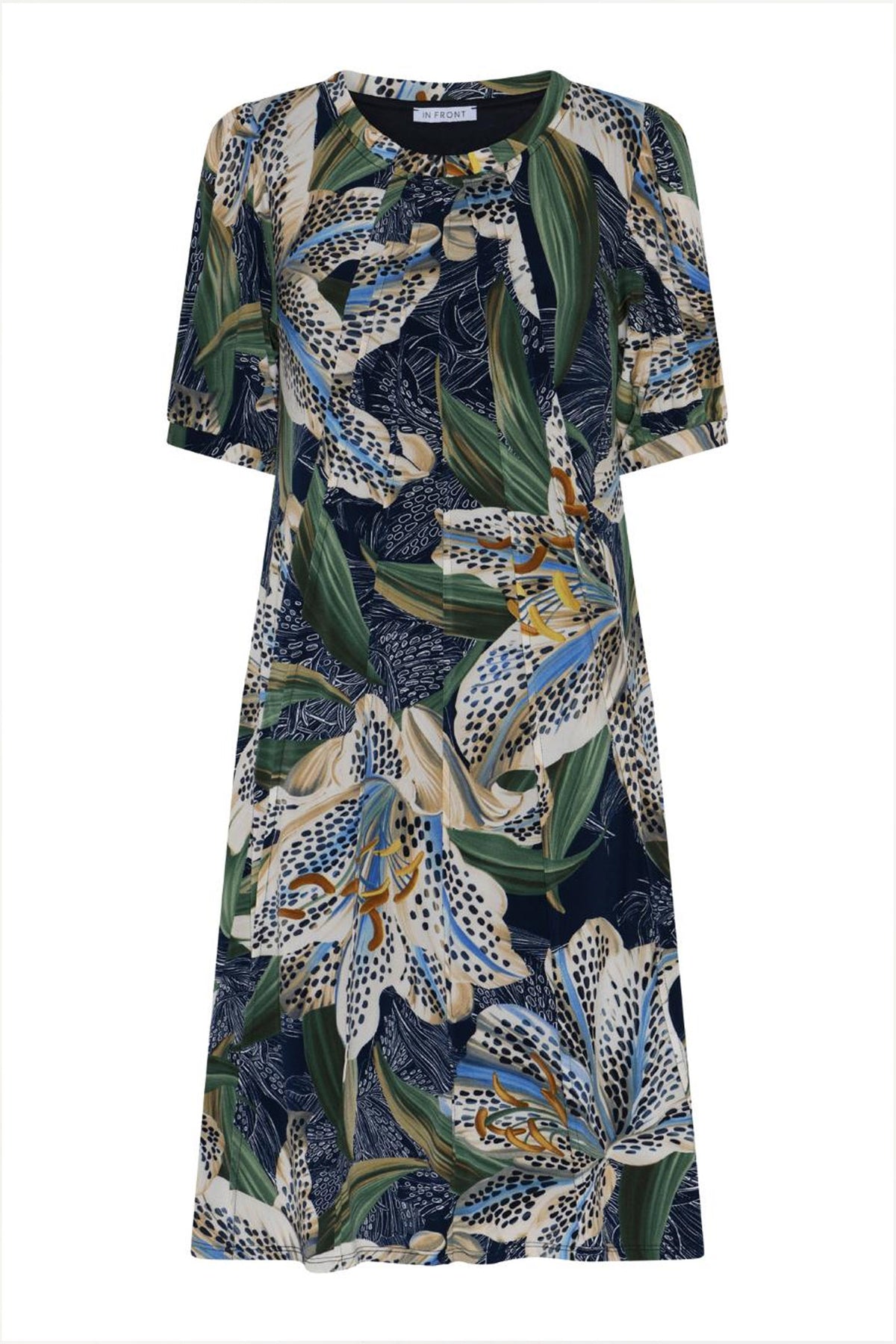 Luzia dress 1/2 sleeves Multi green - 17004