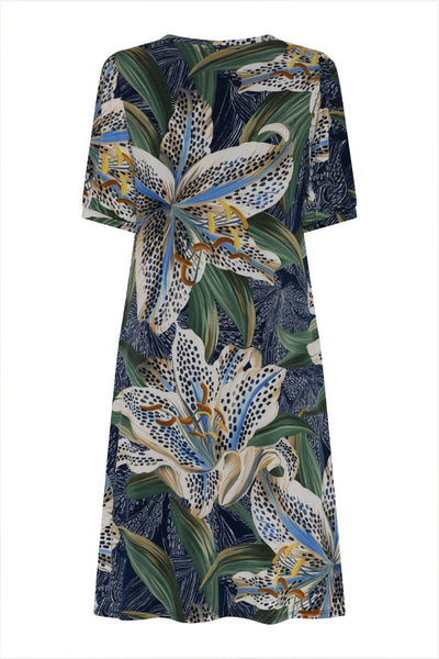 Luzia dress 1/2 sleeves Multi green - 17004 Thumbnail