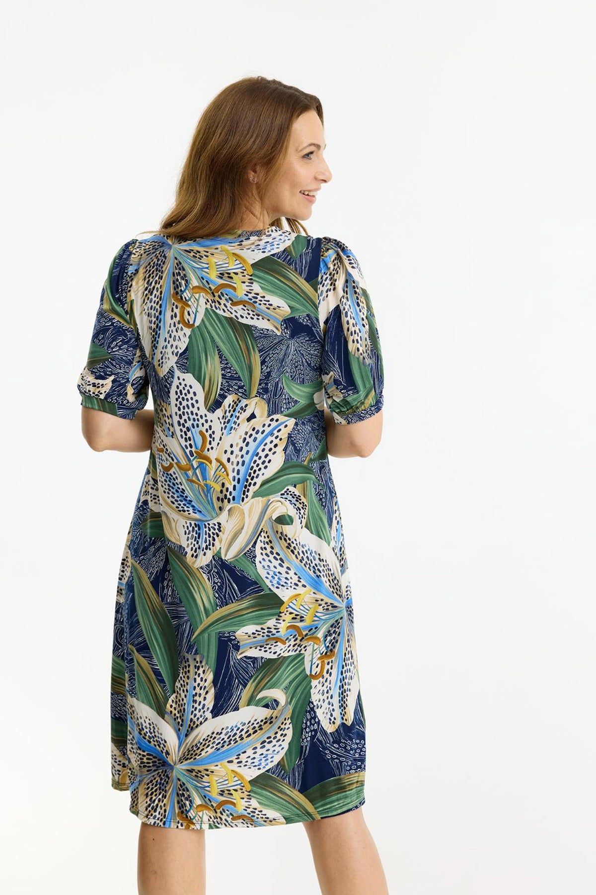 Luzia dress 1/2 sleeves Multi green - 17004
