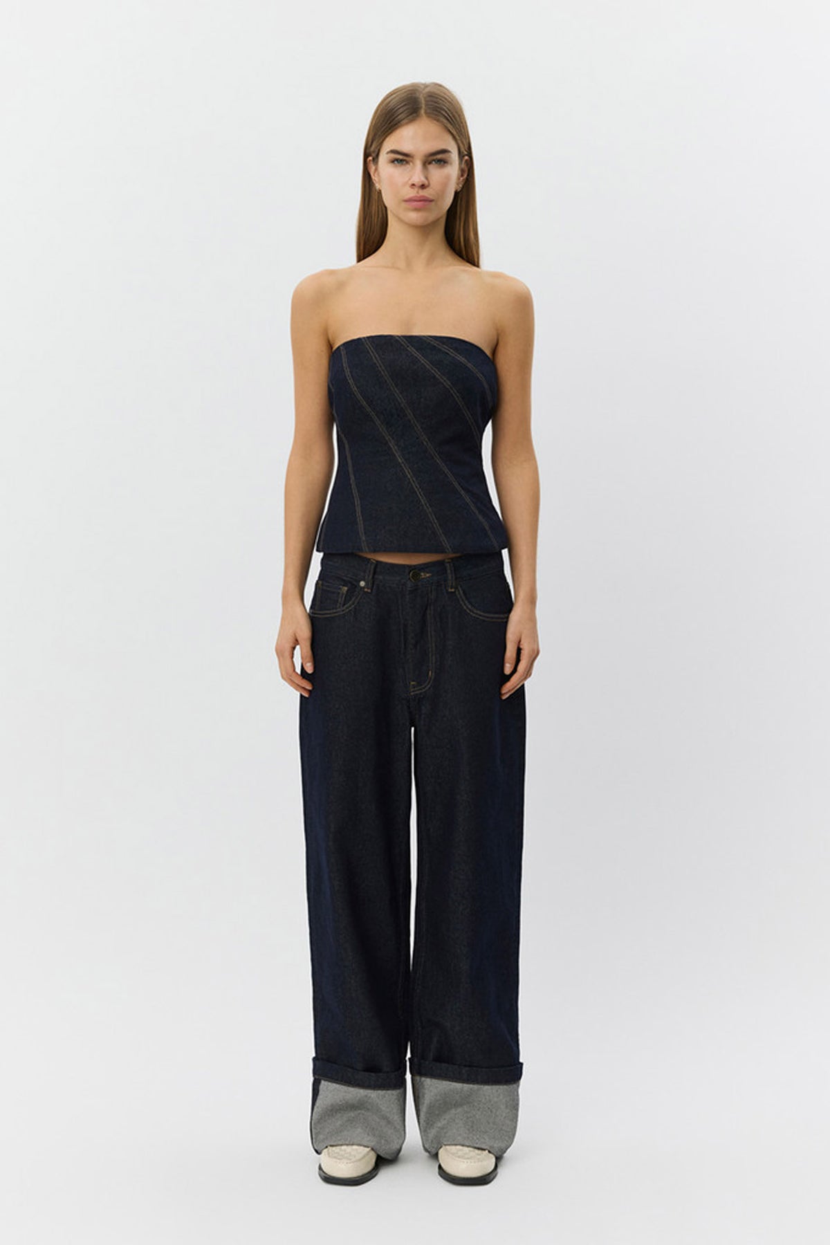 MISHASW RAW DENIM JEANS 5090 Dark denim blue - S261461