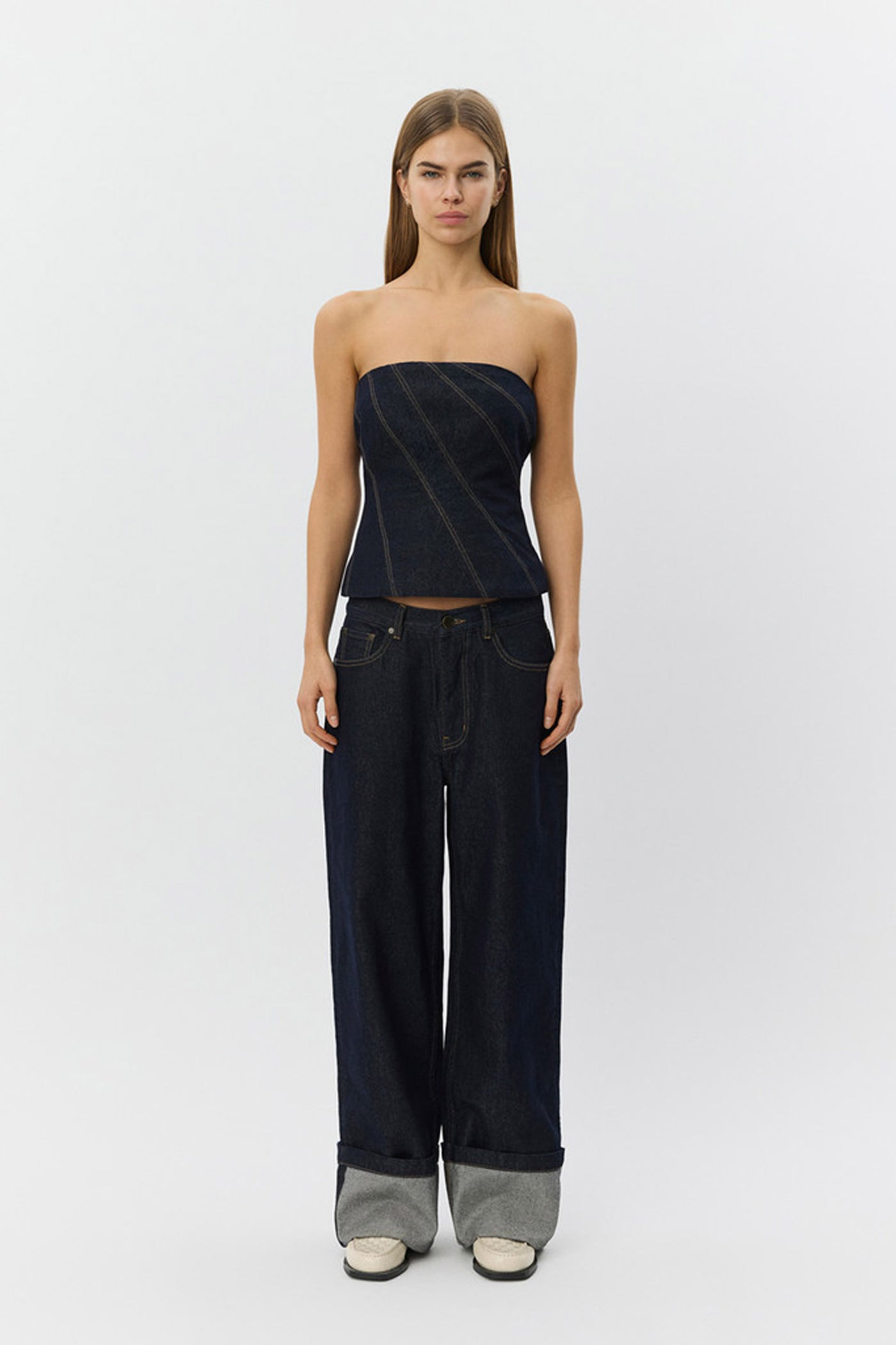 MISHASW RAW DENIM JEANS 5090 Dark denim blue - S261461