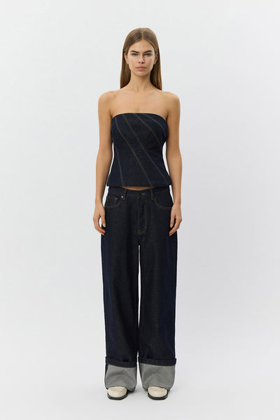 MISHASW RAW DENIM JEANS 5090 Dark denim blue - S261461 Thumbnail